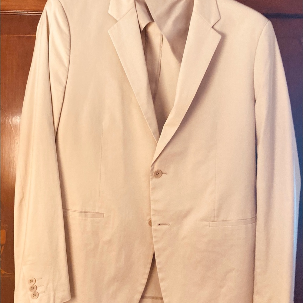 Theory mens soft cotton khaki dress/sport jacket, two front button,peaked lapels